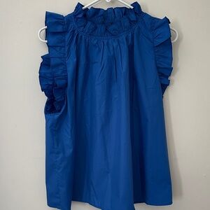 SHEIN Blue Ruffle Blouse